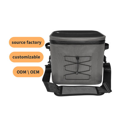 Square 24 Can Cooler Bag สีเทาเข้มสำหรับกิจกรรมกลางแจ้ง OEM ODM