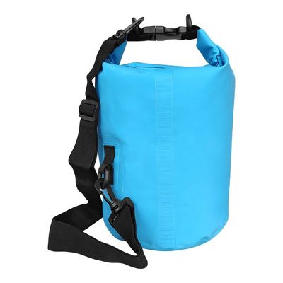 กระเป๋ากันน้ำ PVC น้ำหนักเบาทนทาน กระเป๋าเป้ Dry Bag ขนาด 10 ลิตร สีฟ้า