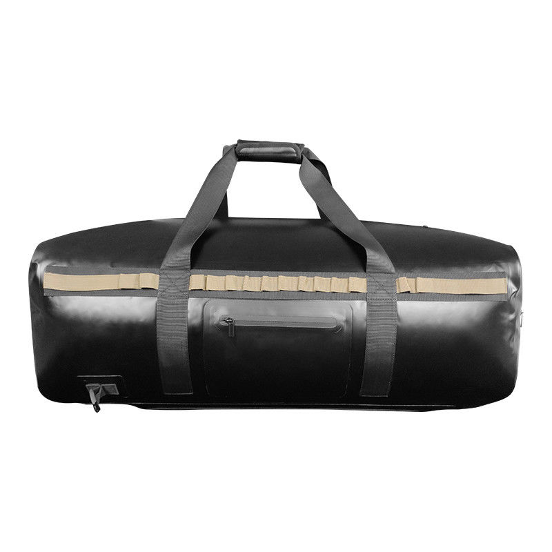 กระเป๋า Duffel แห้งกันน้ำกลางแจ้ง TPU 120L สีดำสำหรับตั้งแคมป์